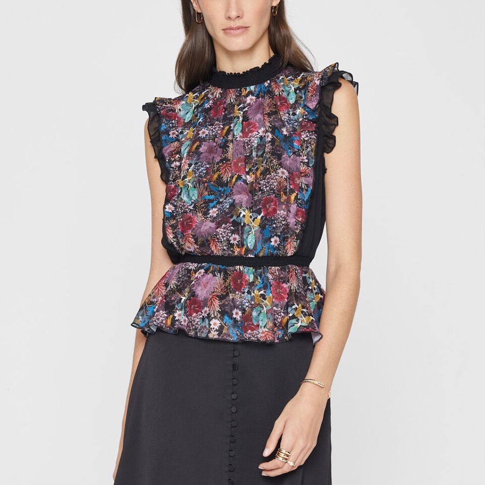 Floral Ruffle Top - New With Tags - NEVER WORN - Winter Berry